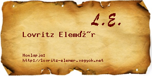 Lovritz Elemér névjegykártya